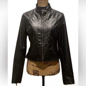Black faux leather jacket/vinyl